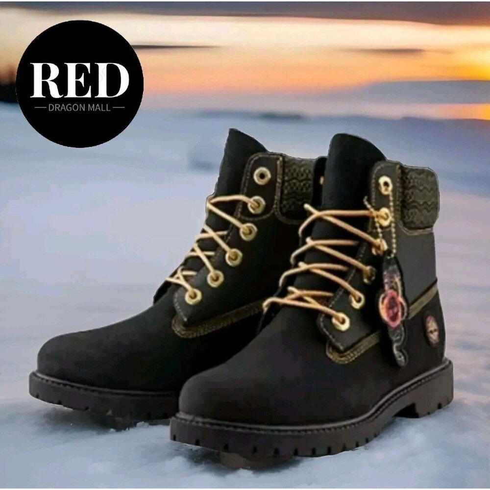 Timberland Lunar New Year 6 Inch Lace Up Boots Black Nubuck - Women's Size 7